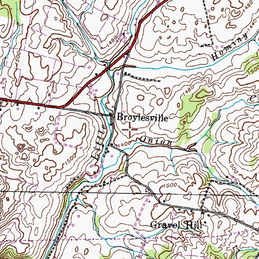 Topographic Map of Broyles Cemetery, TN