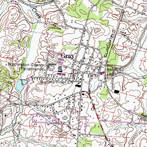 Topographic Map of Gray Community Cemetery, TN