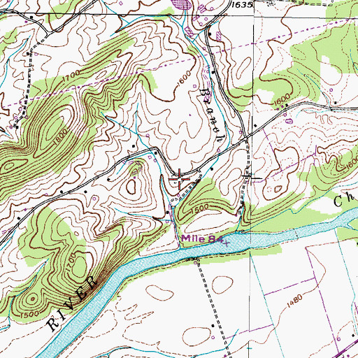 Topographic Map of Mount Lebanon Cemetery, TN