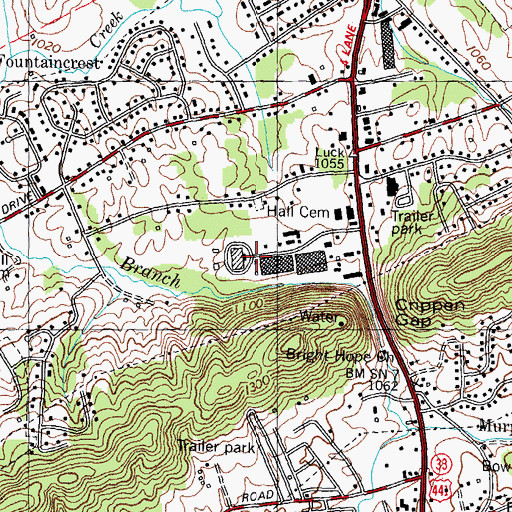 Topographic Map of Broadway Speedway (historical), TN