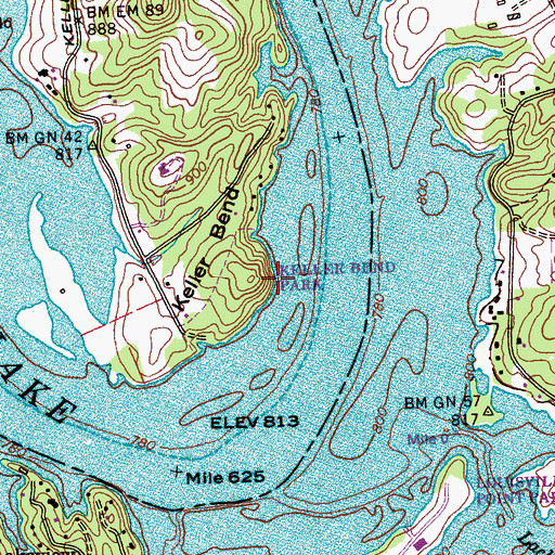 Topographic Map of Keller Bend Park, TN