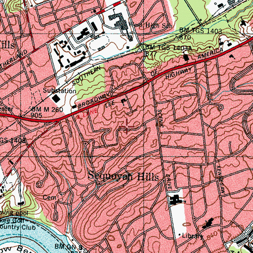 Topographic Map of Kingston Pike Shopping Center, TN