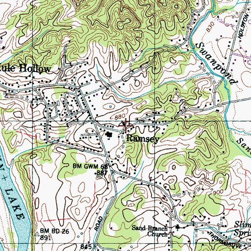 Topographic Map of Ramsey Heights Baptist Church, TN