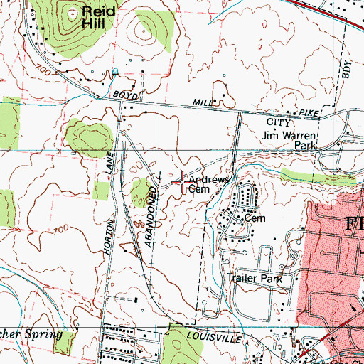 Topographic Map of Andrews Cemetery, TN