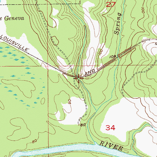 Topographic Map of Spring Creek (historical), AL