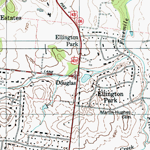 Topographic Map of Douglas Church (historical), TN