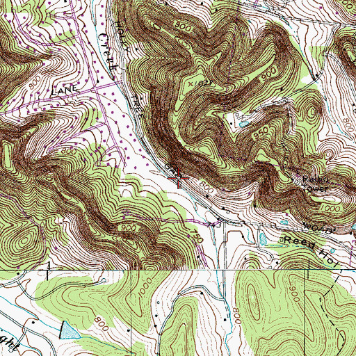 Topographic Map of Hollow School (historical), TN