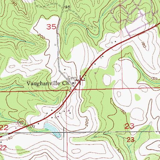 Topographic Map of Vaughanville, AL