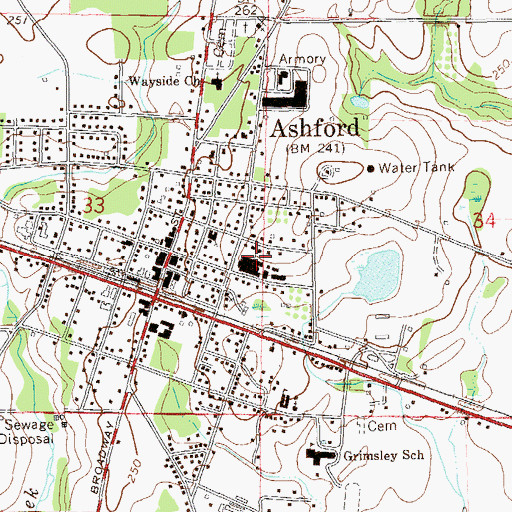 Topographic Map of Ashford High School, AL