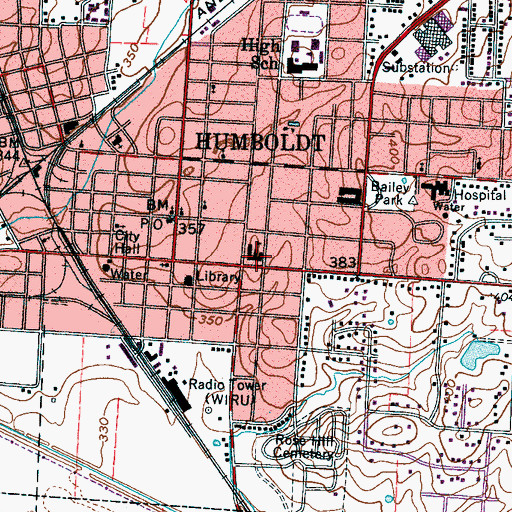Topographic Map of Main Street Elementary School, TN