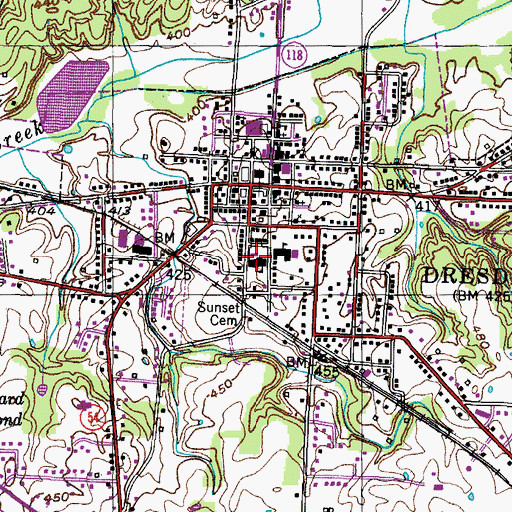 Topographic Map of Dresden High School, TN