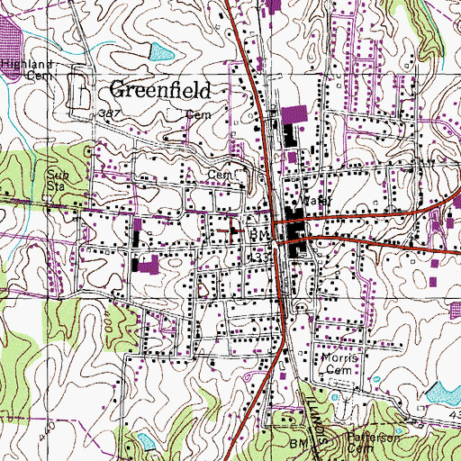 Topographic Map of Greenfield United Methodist Church, TN