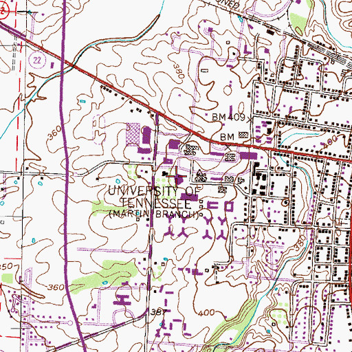 Topographic Map of Paul Meek Library, TN