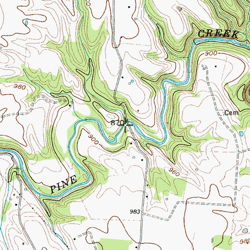 Topographic Map of Magness Mills (historical), TN