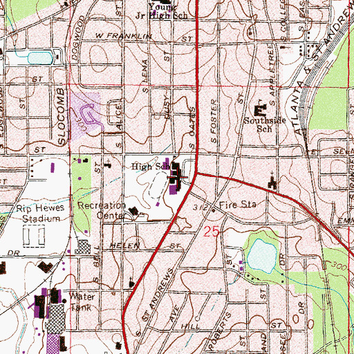 Topographic Map of Dothan High School, AL