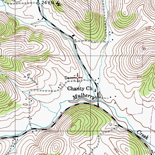 Topographic Map of Charity Cemetery, TN