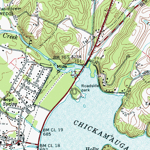 Topographic Map of Cliffs Mill (historical), TN