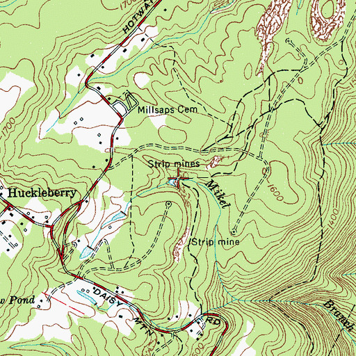 Topographic Map of Daisy Mine, TN