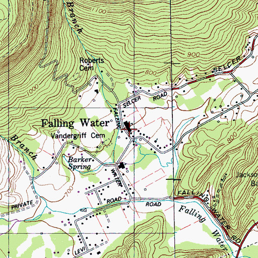 Topographic Map of Falling Water Elementary School, TN