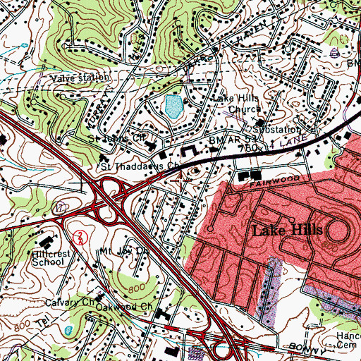 Topographic Map of Highway 58 Shopping Center, TN