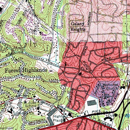 Topographic Map of Hixson Church, TN