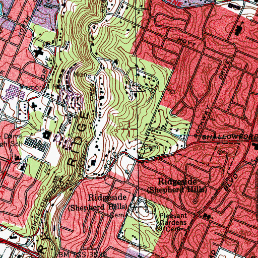 Topographic Map of Hornville Mine, TN