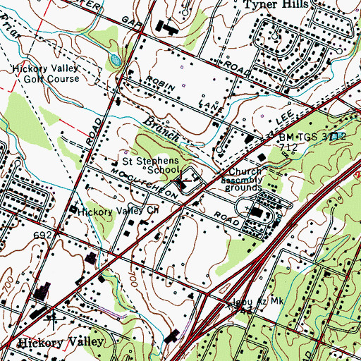 Topographic Map of Saint Stephen Catholic Church, TN