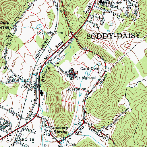 Topographic Map of Soddy-Daisy Junior High School, TN