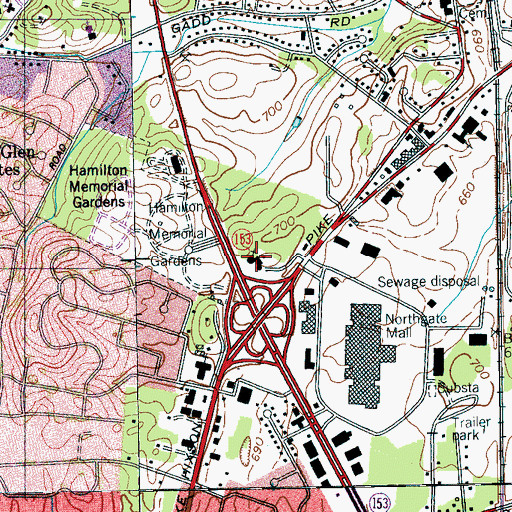 Topographic Map of Trinity Lutheran Church, TN