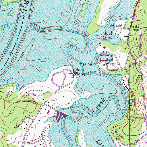 Topographic Map of Cedar Creek Access Area, TN