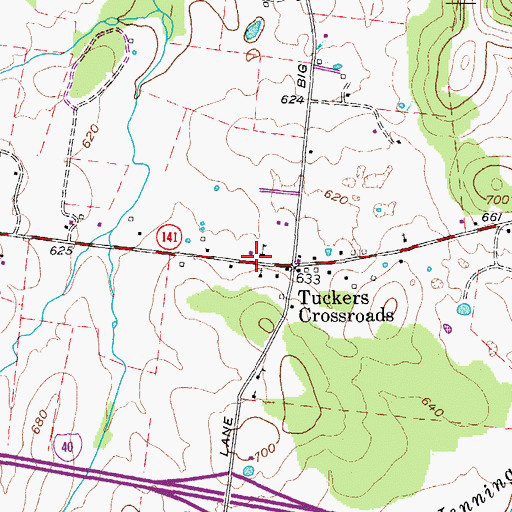 Topographic Map of Tuckers Crossroads Elementary School, TN
