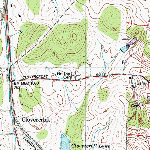 Topographic Map of Herbert Cemetery, TN
