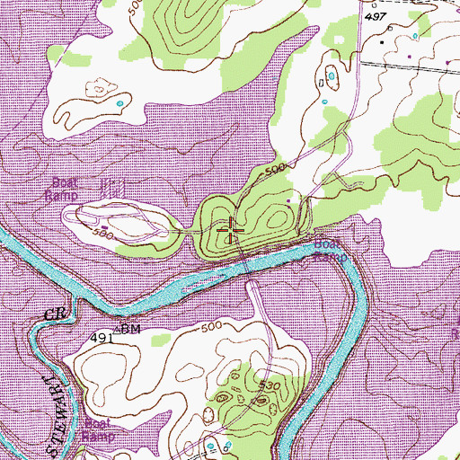 Topographic Map of Fate Sanders Recreation Area, TN