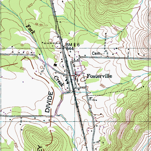 Topographic Map of Fosterville Presbyterian Church, TN