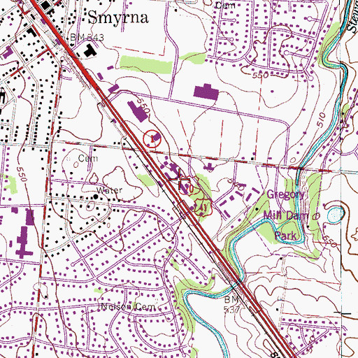 Topographic Map of Smyrna Hospital (historical), TN