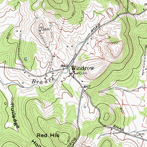 Topographic Map of Windrows Camp Ground (historical), TN