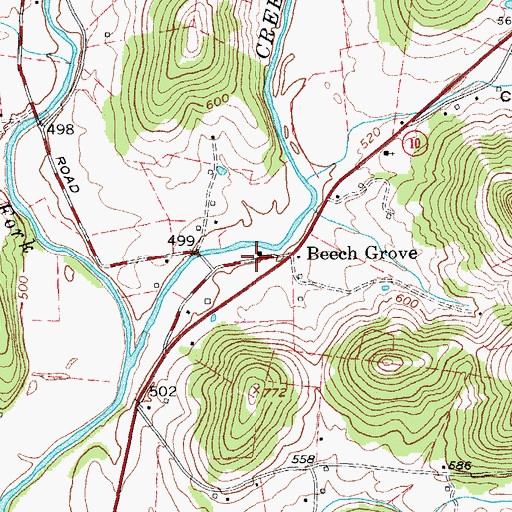 Topographic Map of Beech Grove School (historical), TN