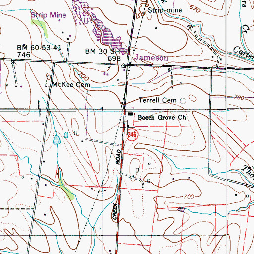 Topographic Map of Beech Grove School (historical), TN