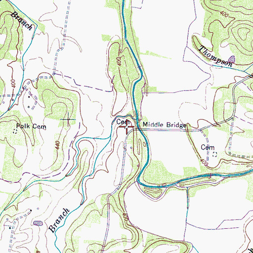 Topographic Map of Middle Bridge West Cemetery, TN