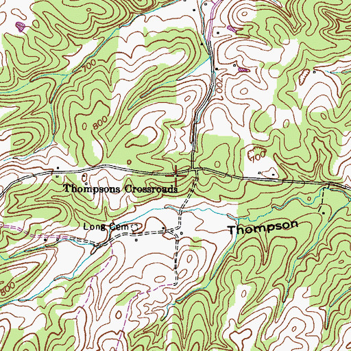 Topographic Map of Thompson Crossroads School (historical), TN