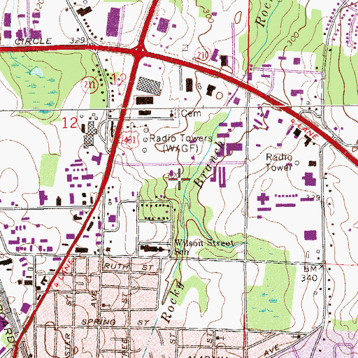 Topographic Map of Wilson Street Park, AL