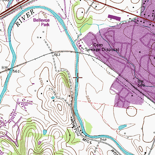 Topographic Map of DeMoss Mill (historical), TN