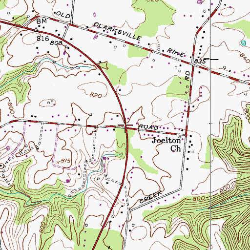 Topographic Map of Fosters Store (historical), TN