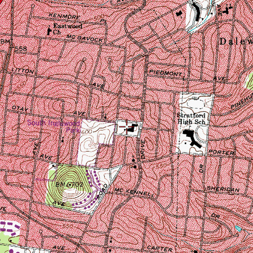 Topographic Map of Inglewood Elementary School, TN