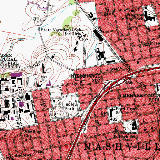 Topographic Map of Jefferson Street Missionary Baptist Church, TN