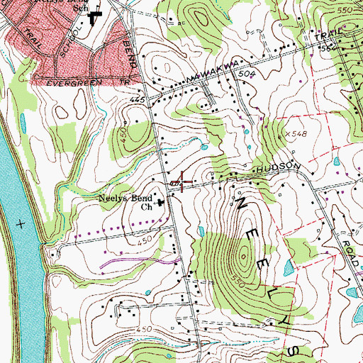 Topographic Map of Neely Bend School (historical), TN