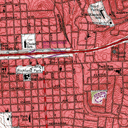 Topographic Map of Park Avenue Christian Church, TN