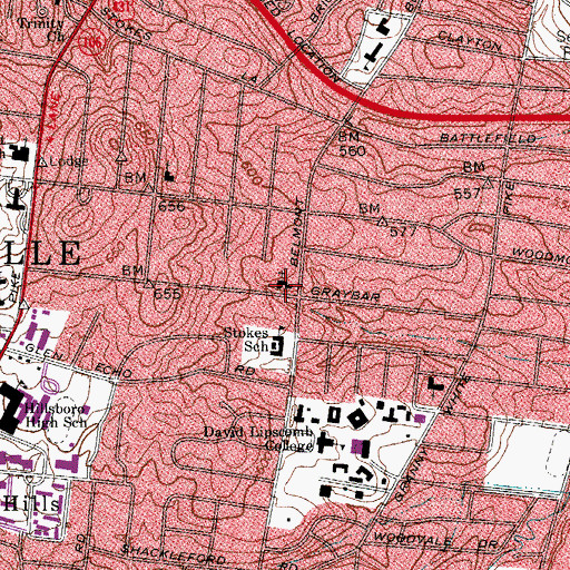 Topographic Map of Second Presbyterian Church, TN