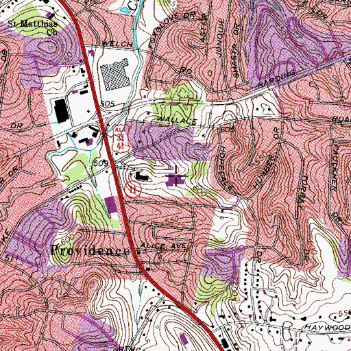 Topographic Map of TriStar Southern Hills Medical Center, TN