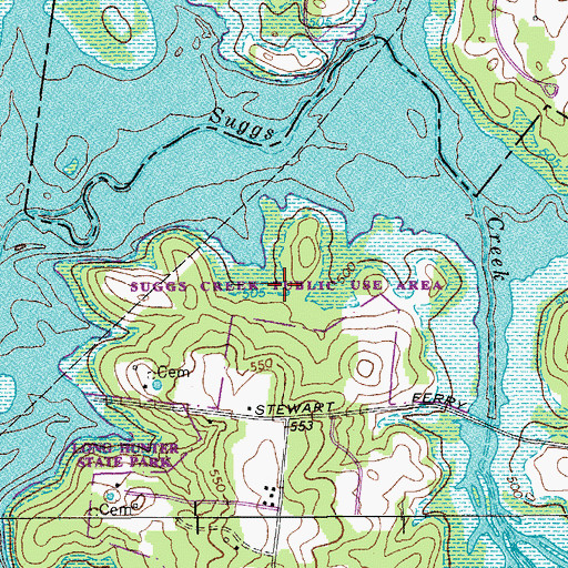 Topographic Map of Suggs Creek Public Use Area, TN
